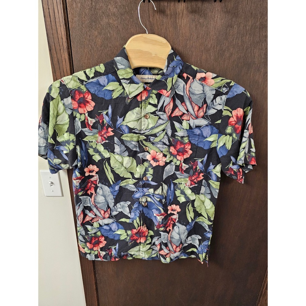 Tommy Bahama Mens Original Fit 100% Silk Hawaiian Floral Button Down Shirt M